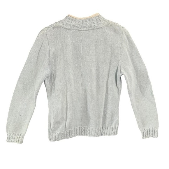Blue Willi's Light Blue Cable Knit V-Neck Sweater Size M Cotton - Picture 2 of 8